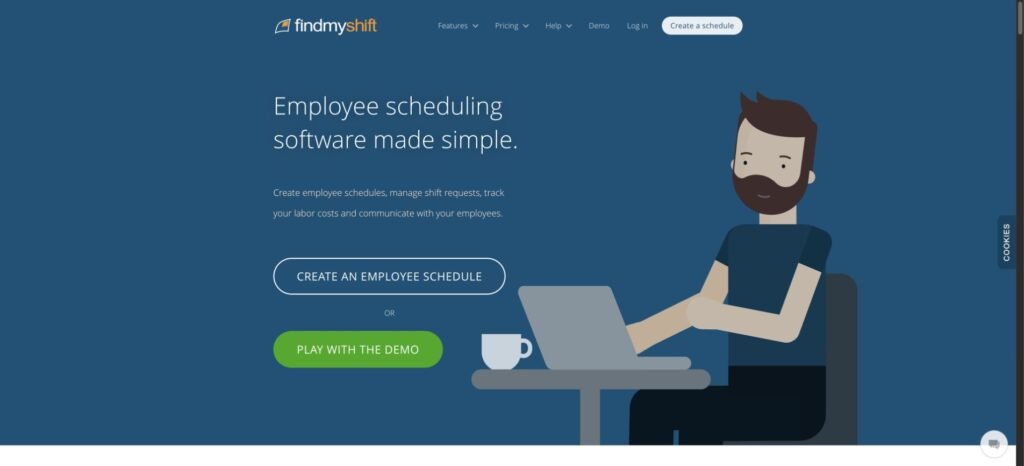 Findmyshift homepage introducing its employee scheduling software.